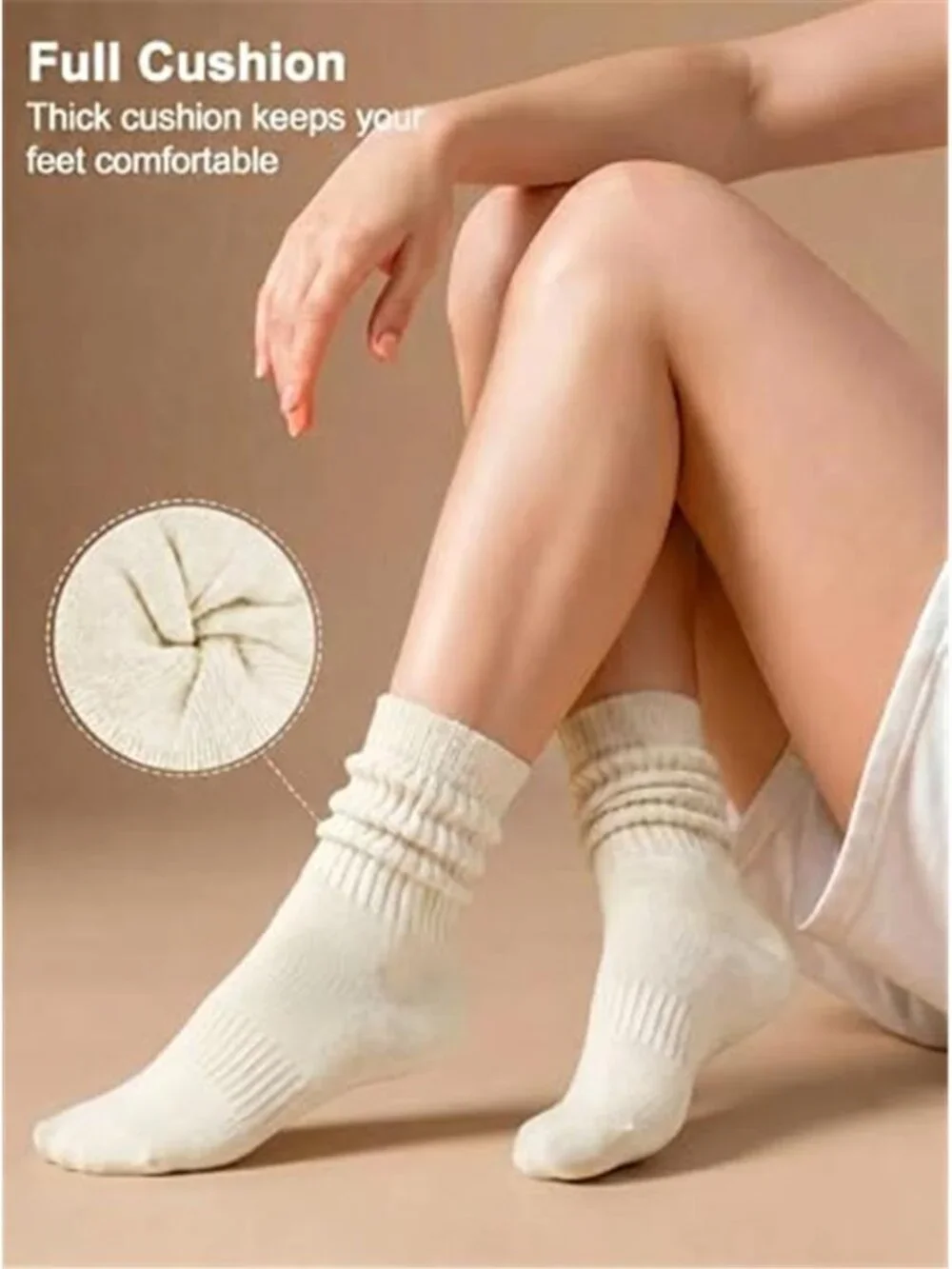 Slouchy Socks for Women, Cushioned Scrunch Crew Slouch Socks